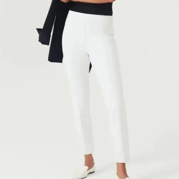 NWT Spanx White On-the-Go Ankle Slim Straight Pant Size Small - Picture 2 of 7